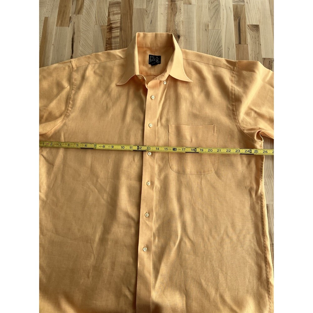 Jos A Bank Travelers Collection 100% Linen Short Sleeve Button Up Orange Large - Picture 7 of 9